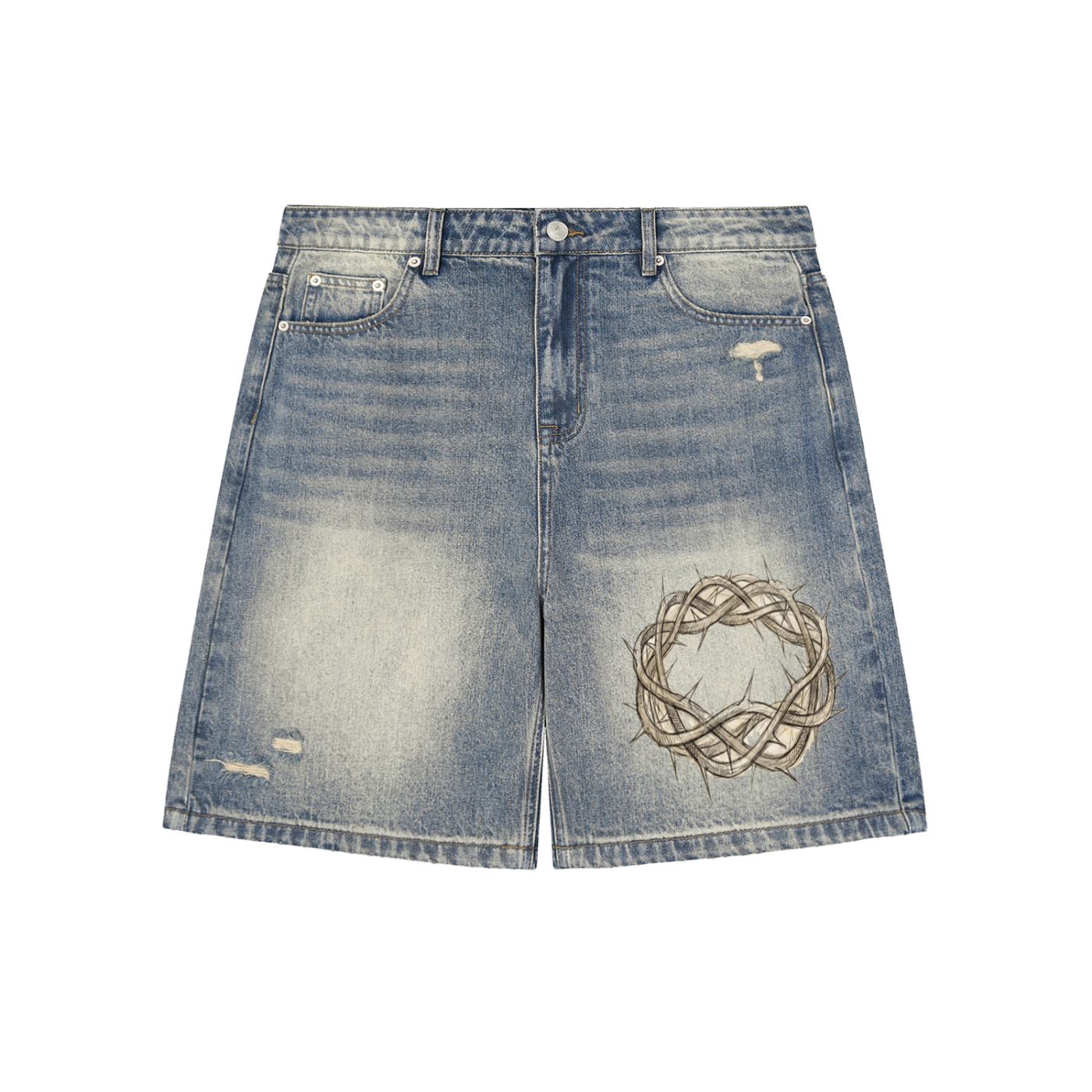 Crown Of Thorns Baggy Denim Shorts