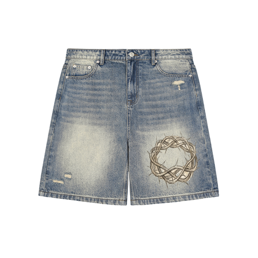 Crown Of Thorns Baggy Denim Shorts