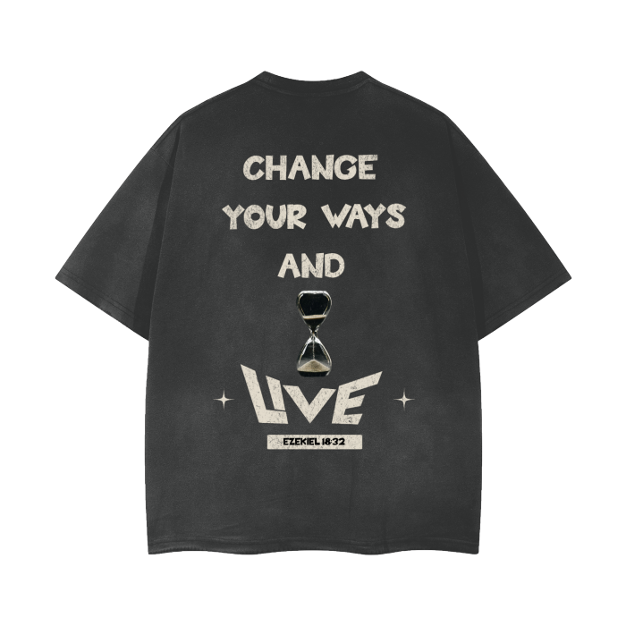 "Cambia tu forma de ser y vive" - ​​Camiseta desgastada con lavado vintage