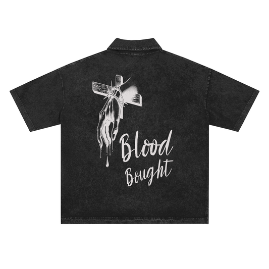 Blood Bought – Heavyweight Washed Polo - Salt and Light Apparel Store