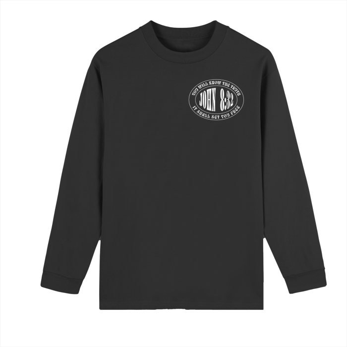 "John 8:32" Crew Neck Drop Shoulder Long Sleeve Shirt